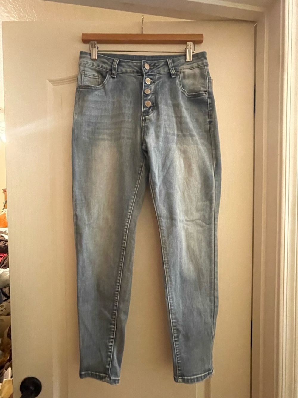 Light Blue High-Rise Button-Fly Women’s Jeans